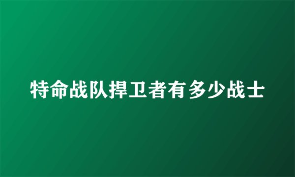 特命战队捍卫者有多少战士