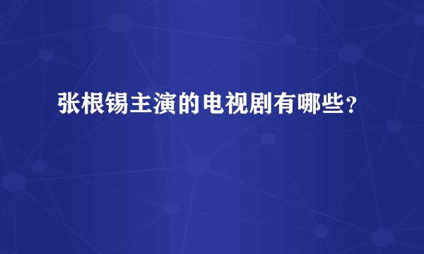 张根锡主演的电视剧有哪些？