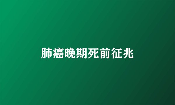 肺癌晚期死前征兆