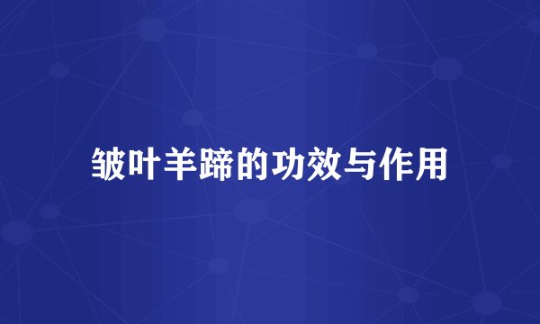 皱叶羊蹄的功效与作用