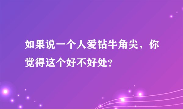 如果说一个人爱钻牛角尖，你觉得这个好不好处？