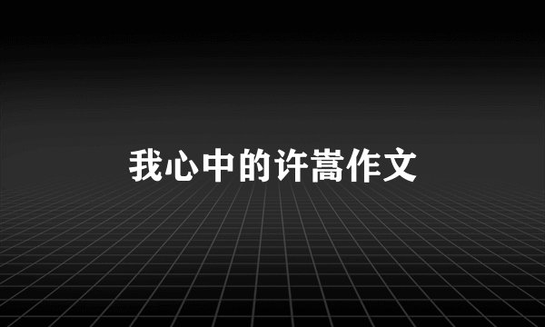 我心中的许嵩作文