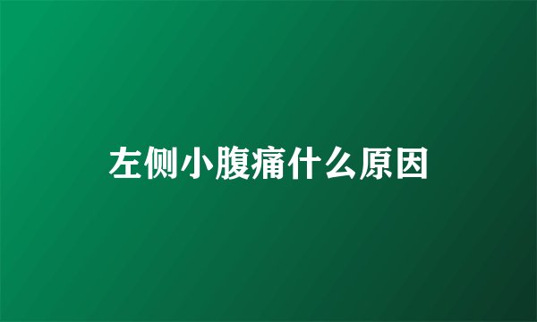 左侧小腹痛什么原因