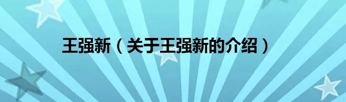 王强新（关于王强新的介绍）