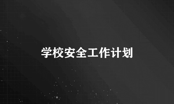 学校安全工作计划