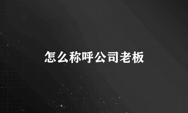 怎么称呼公司老板