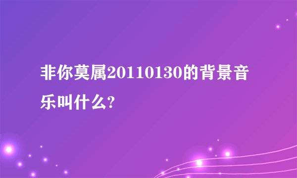 非你莫属20110130的背景音乐叫什么?