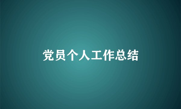 党员个人工作总结