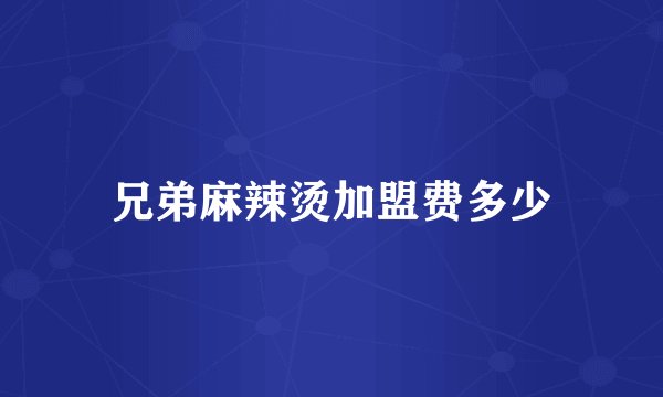 兄弟麻辣烫加盟费多少