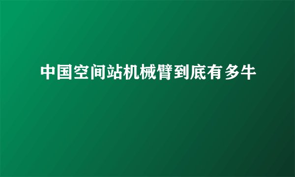 中国空间站机械臂到底有多牛