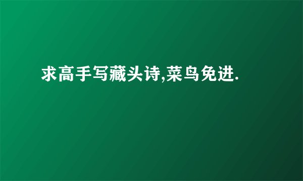 求高手写藏头诗,菜鸟免进.