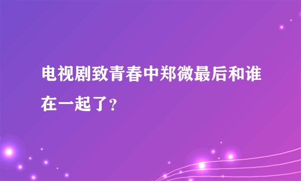 电视剧致青春中郑微最后和谁在一起了?
