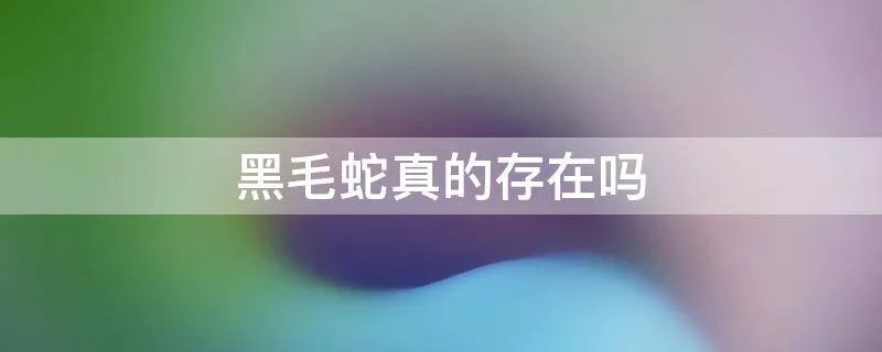 黑毛蛇真的存在吗