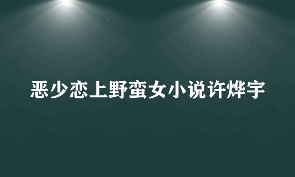 恶少恋上野蛮女小说许烨宇