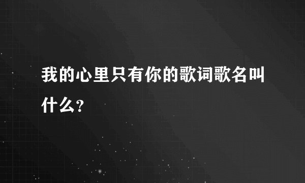 我的心里只有你的歌词歌名叫什么？