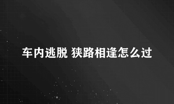 车内逃脱 狭路相逢怎么过