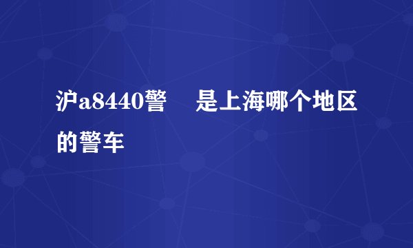 沪a8440警    是上海哪个地区的警车