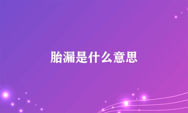 胎漏是什么意思