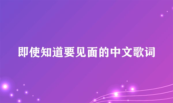 即使知道要见面的中文歌词