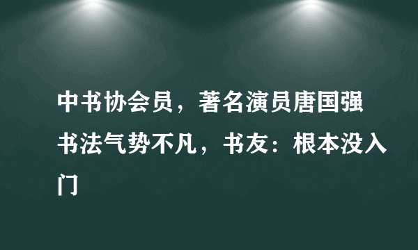 中书协会员,著名演员唐国强书法气势不凡,书友:根本没入门