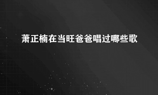 萧正楠在当旺爸爸唱过哪些歌