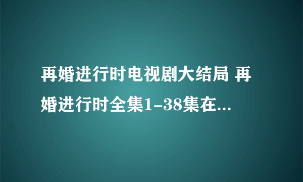 再婚进行时电视剧大结局 再婚进行时全集1-38集在线观看的地址