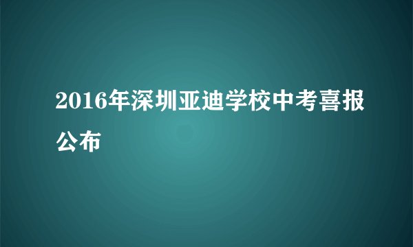 2016年深圳亚迪学校中考喜报公布