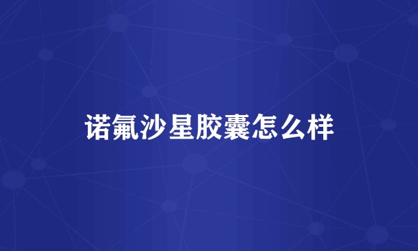 诺氟沙星胶囊怎么样
