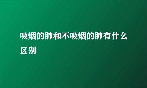 吸烟的肺和不吸烟的肺有什么区别