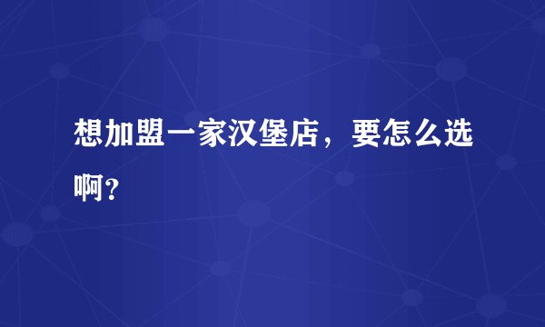 想加盟一家汉堡店，要怎么选啊？