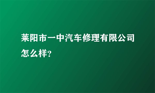 莱阳市一中汽车修理有限公司怎么样？