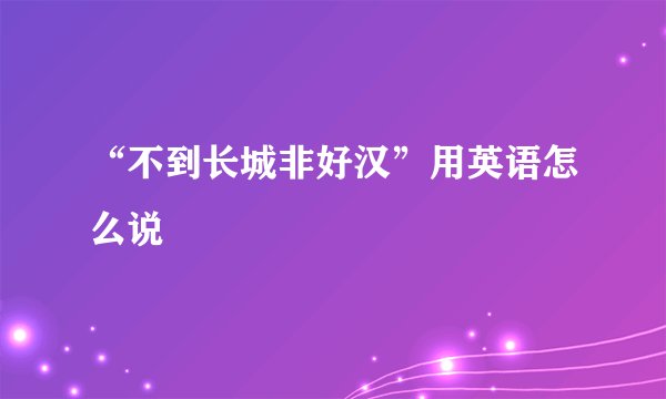 “不到长城非好汉”用英语怎么说