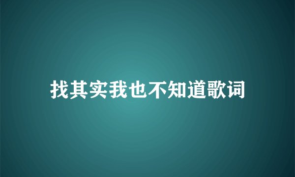 找其实我也不知道歌词