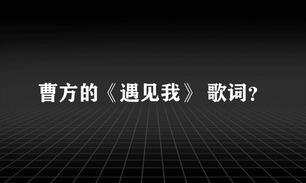 曹方的《遇见我》 歌词?