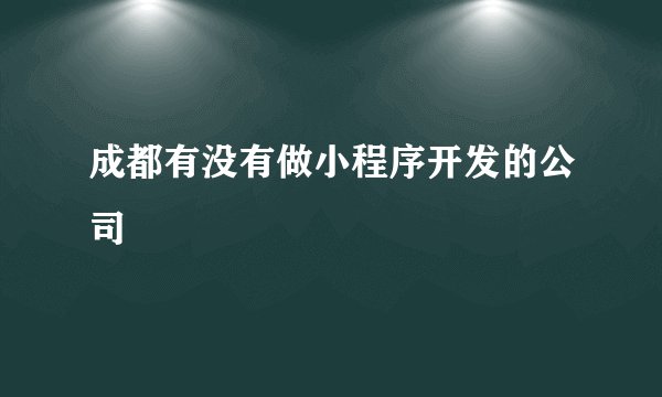 成都有没有做小程序开发的公司