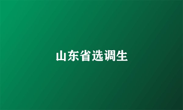 山东省选调生