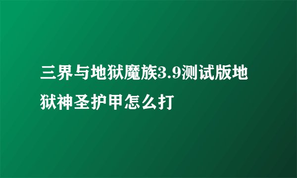 三界与地狱魔族3.9测试版地狱神圣护甲怎么打
