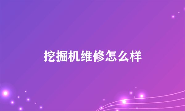挖掘机维修怎么样