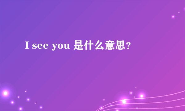 I see you 是什么意思？