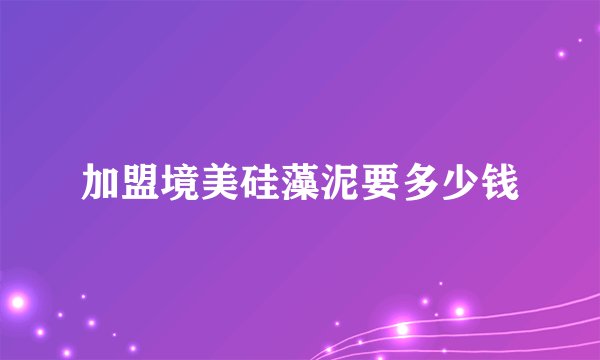 加盟境美硅藻泥要多少钱