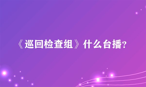 《巡回检查组》什么台播？