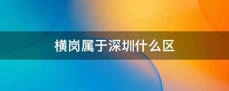 横岗属于深圳什么区