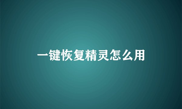 一键恢复精灵怎么用