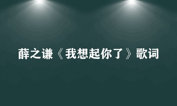 薛之谦《我想起你了》歌词