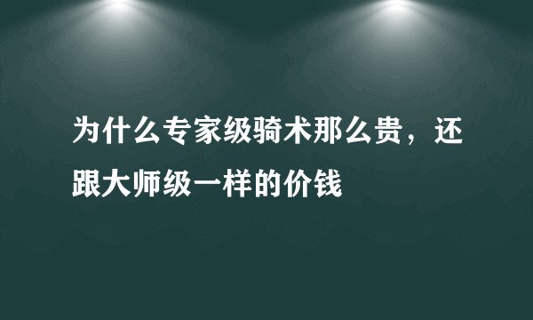 为什么专家级骑术那么贵，还跟大师级一样的价钱