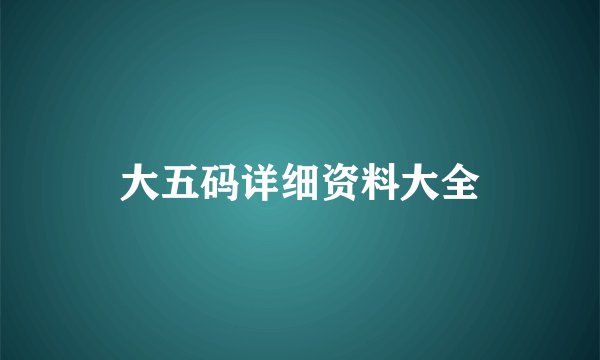 大五码详细资料大全