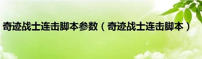 奇迹战士连击脚本参数（奇迹战士连击脚本）