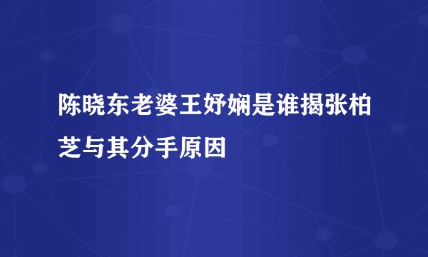 陈晓东老婆王妤娴是谁揭张柏芝与其分手原因