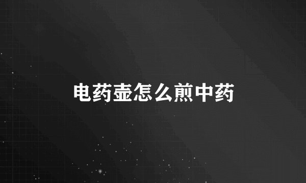 电药壶怎么煎中药