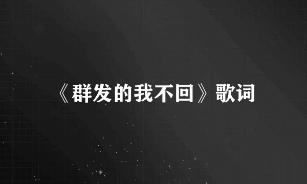 《群发的我不回》歌词